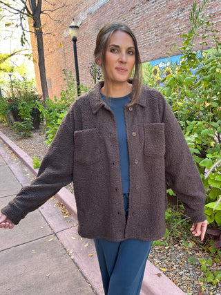 Frostline Sherpa Shacket in Espresso