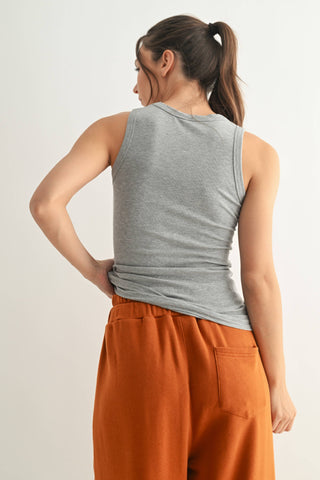 Essential Micro-Ribbed Athleisure Tank Top in Heather Gray