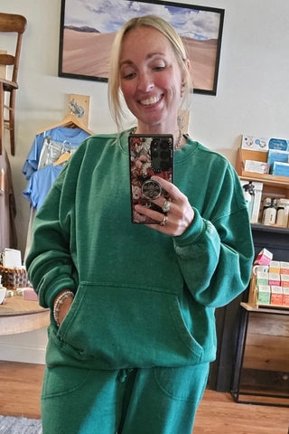 Free People Slow It Down Pullover in Rainforest Moss