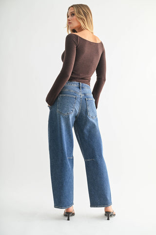Utility Seamed Barrel Denim Jeans