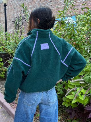 Evergreen and Lilac Sherpa Pullover