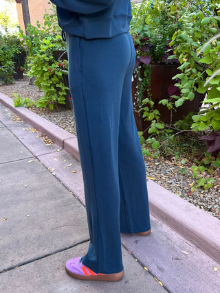 Midnight Navy Simple Scuba Wide-Leg Pant