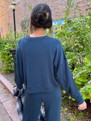 Midnight Navy Laguna Dropped Shoulder Sweatshirt