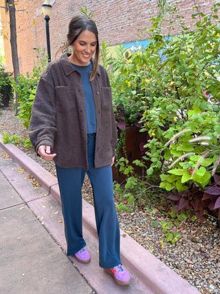 Frostline Sherpa Shacket in Espresso