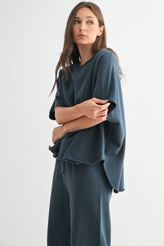 Dark Plum Malibu Dolman Sweatshirt Top