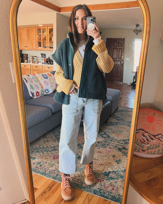 Oversized Sherpa Vest in Dark Sea Green