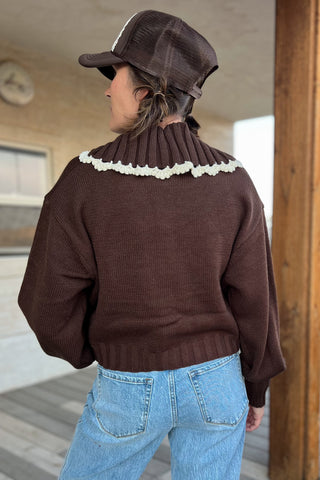 Chestnut Doll Collar Cardigan