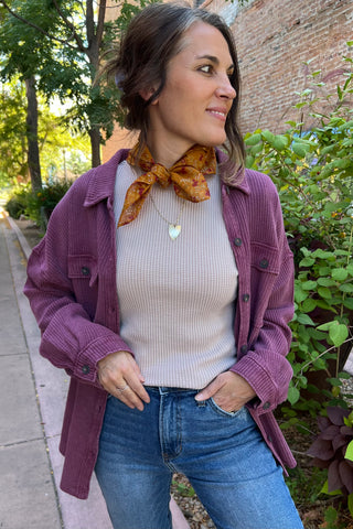 Dark Cherry Mineral Washed Waffle Knit Shacket