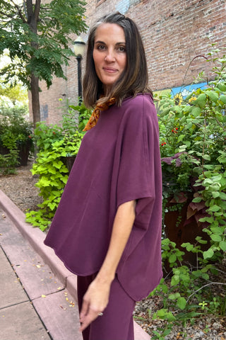 Dark Plum Malibu Dolman Sweatshirt Top