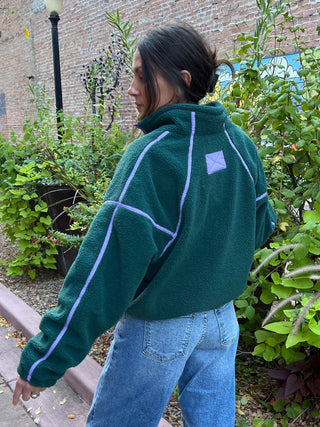 Evergreen and Lilac Sherpa Pullover