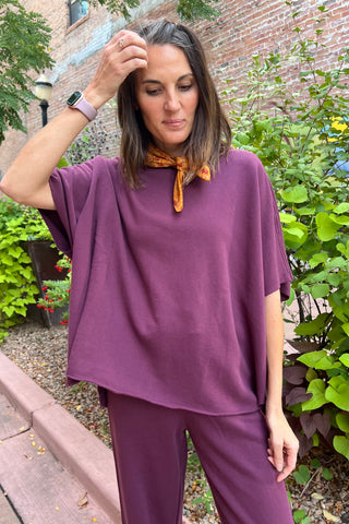 Dark Plum Malibu Dolman Sweatshirt Top