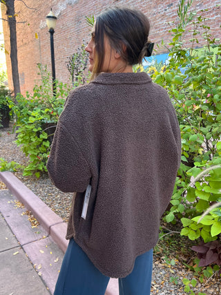 Frostline Sherpa Shacket in Espresso