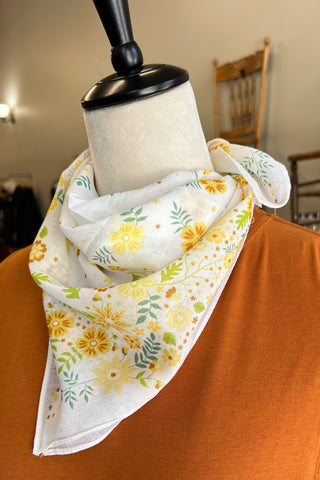 Floral Print Bandana - Mustard