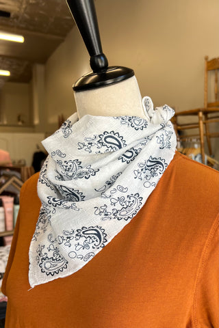 Boho Printed Neck Scarf – Navy Paisley