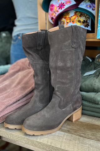 TALLOW in Brown Heeled Mid Shaft Boots