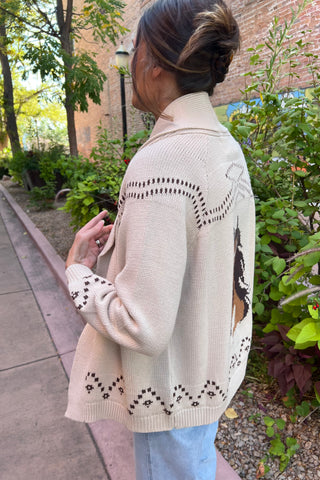 Horse Shawl Knit Cardigan