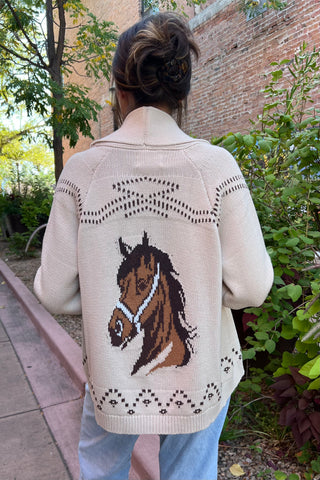 Horse Shawl Knit Cardigan