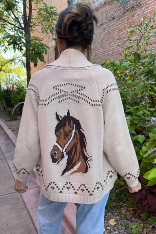 Horse Shawl Knit Cardigan