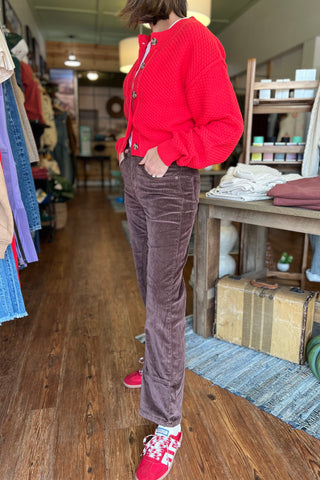 Free People Risk Taker Cord Straight Jean in Chocolate Truffle