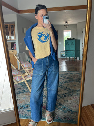 Utility Seamed Barrel Denim Jeans