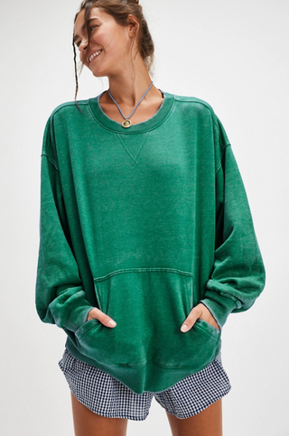 Free People Slow It Down Pullover in Rainforest Moss