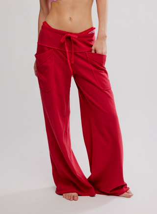 Free People Staycation Lounge Pant in Deep Cherry