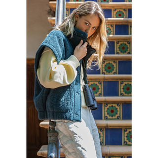 Oversized Sherpa Vest in Dark Sea Green