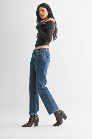 Vintage Straight Dark Denim Jeans