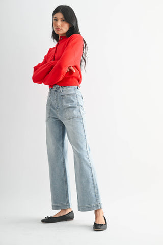 Light Wash Utility Denim Jeans