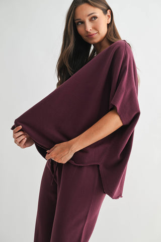 Dark Plum Malibu Dolman Sweatshirt Top