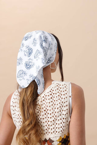 Boho Printed Neck Scarf – Navy Paisley