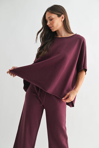 Dark Plum Malibu Dolman Sweatshirt Top