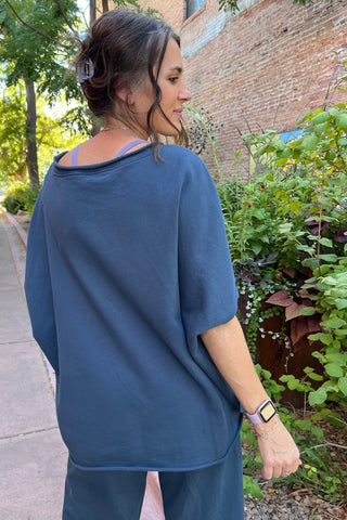 Midnight Navy Malibu Dolman Sweatshirt Top