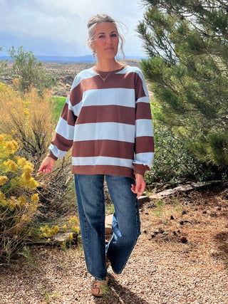 Oversized Wide Stripe Sweatshirt
