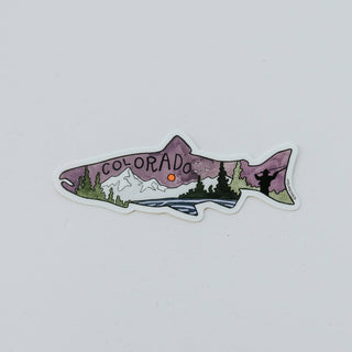Purple Colorado Fly Fish Outline Vinyl Sticker
