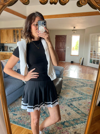Stripe Pleated Tennis Skort