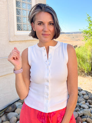White Button Down Tank Top