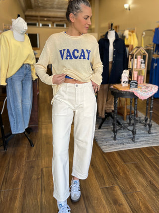 Utility Seamed Barrel Jeans in Ecru