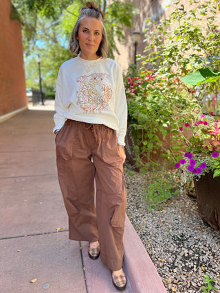 Coffee Parachute Cargo Pants