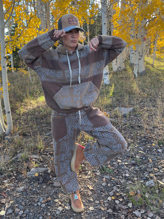 Bandana Print Terry Knit Barrel Pants