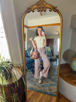Billabong Wanderer Bitty Check Pants in Sugar Almond