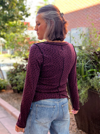 Mulberry Floral Cotton Knit Long Sleeve Top