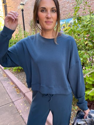 Midnight Navy Laguna Dropped Shoulder Sweatshirt