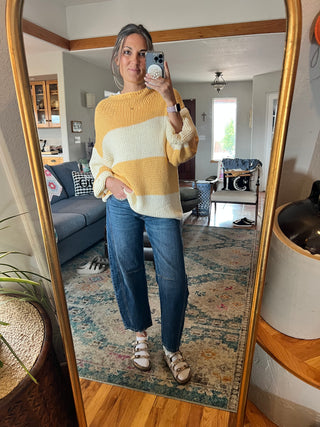 Yellow Chunky Stripe Knit Sweater