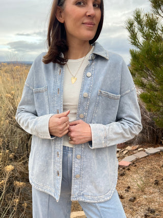 Acid Washed Knit Shacket