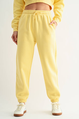 Yellow Glow Cotton Blend Fleece Sweatpants