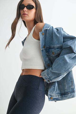 Medium Wash Boxy-Cut Denim Jacket