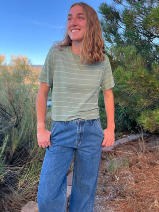 Matcha Striped Cotton Linen Top