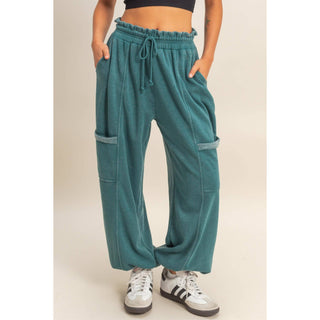 Ruffle Waist Burnout Jogger Pants