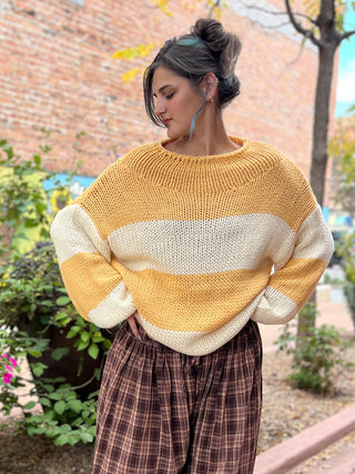 Yellow Chunky Stripe Knit Sweater